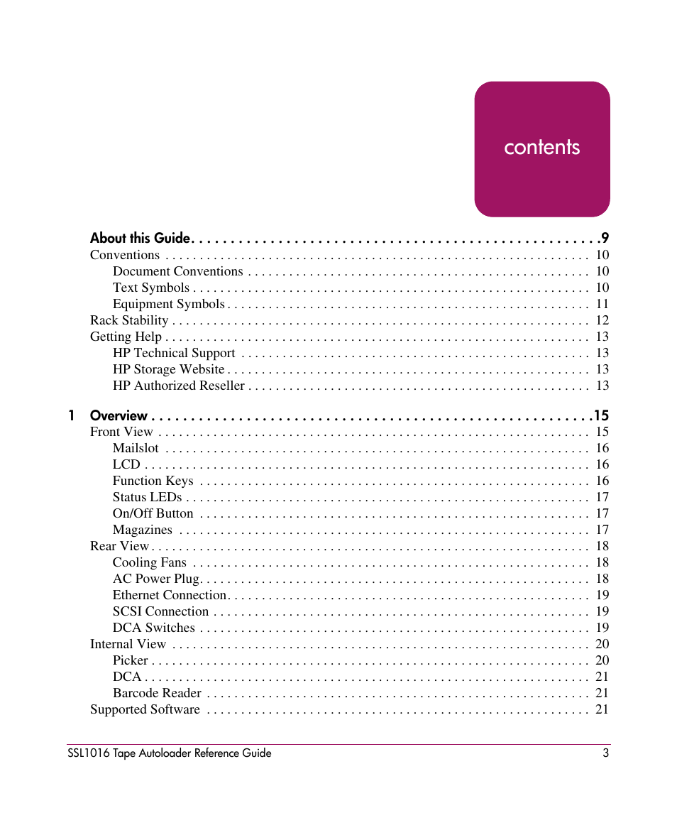 HP STORAGEWORKS SSL1016 User Manual | Page 3 / 160