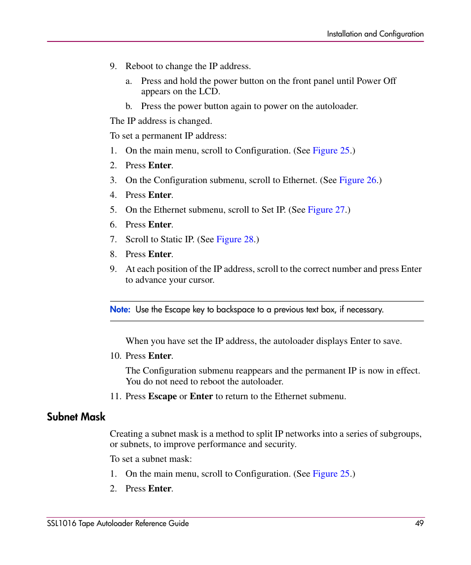 Subnet mask | HP STORAGEWORKS SSL1016 User Manual | Page 49 / 160