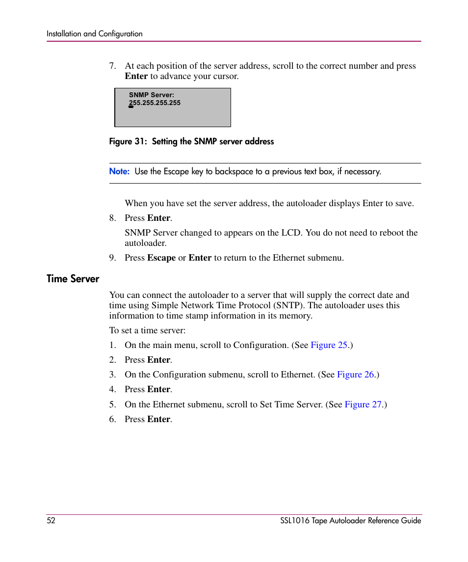 Time server | HP STORAGEWORKS SSL1016 User Manual | Page 52 / 160