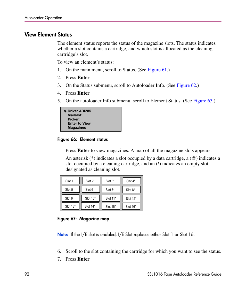 View element status | HP STORAGEWORKS SSL1016 User Manual | Page 92 / 160