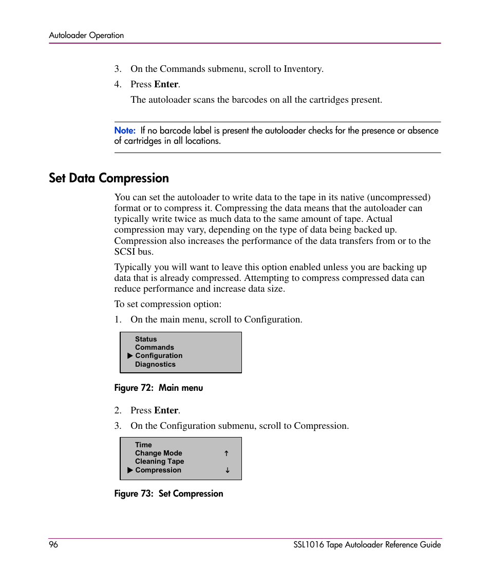 Set data compression | HP STORAGEWORKS SSL1016 User Manual | Page 96 / 160