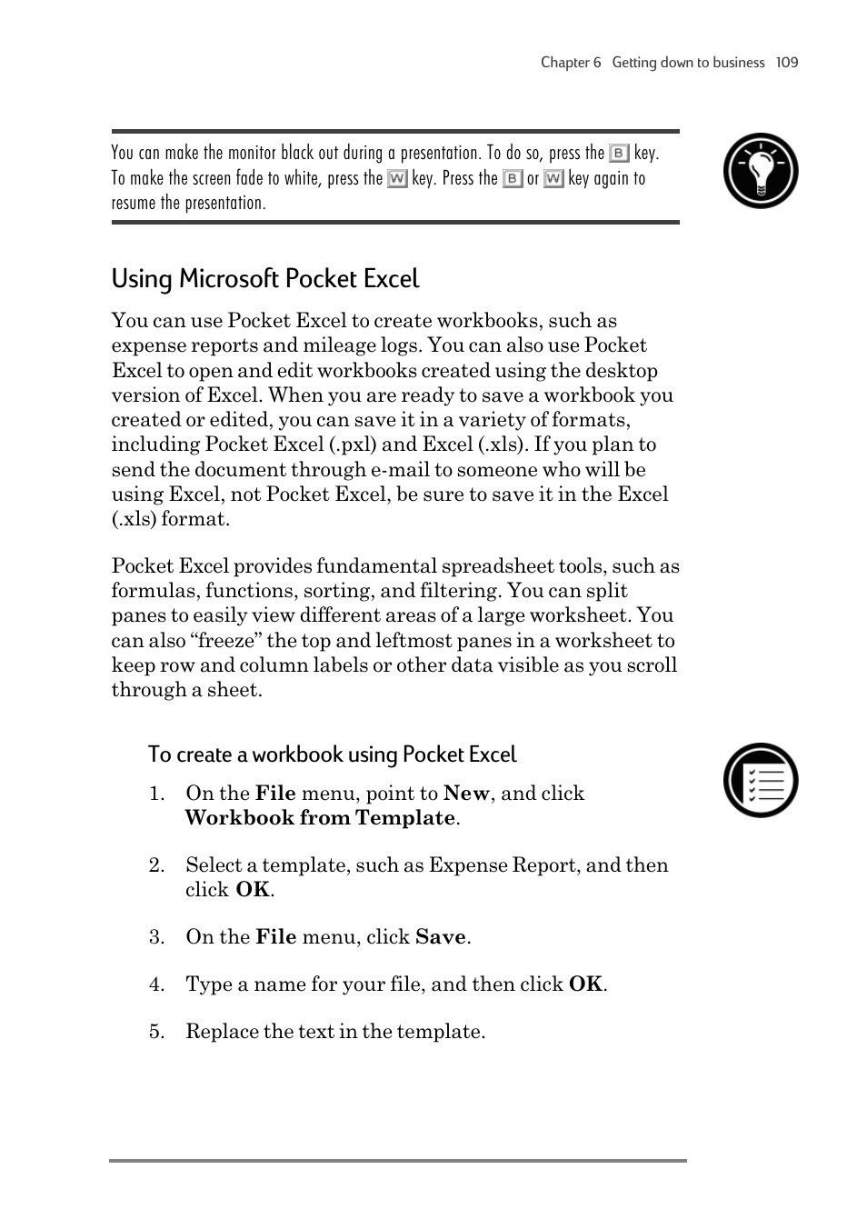 Using microsoft pocket excel | HP 820 User Manual | Page 113 / 186