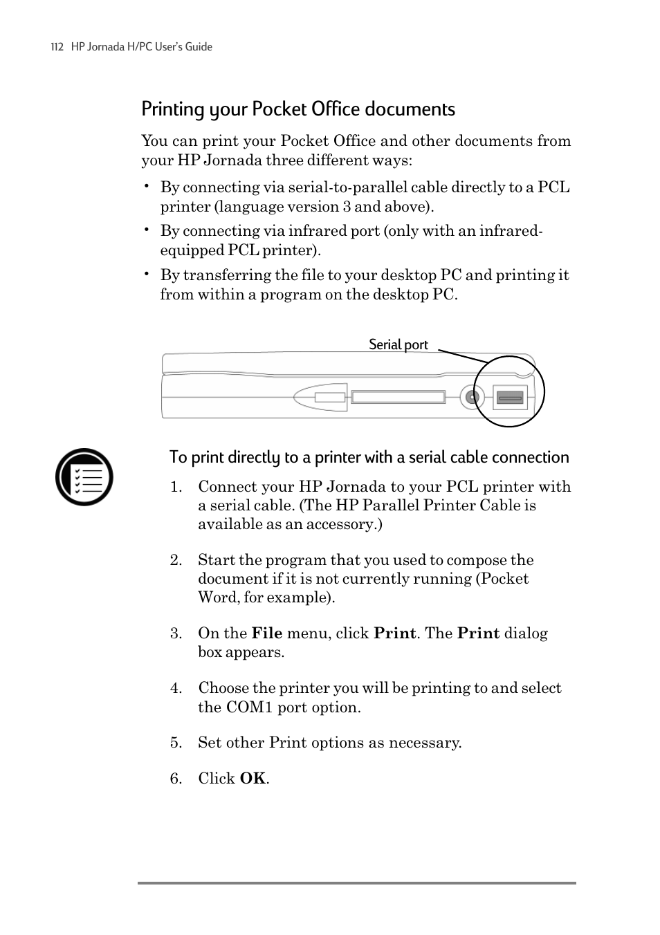 Printing your pocket office documents | HP 820 User Manual | Page 116 / 186