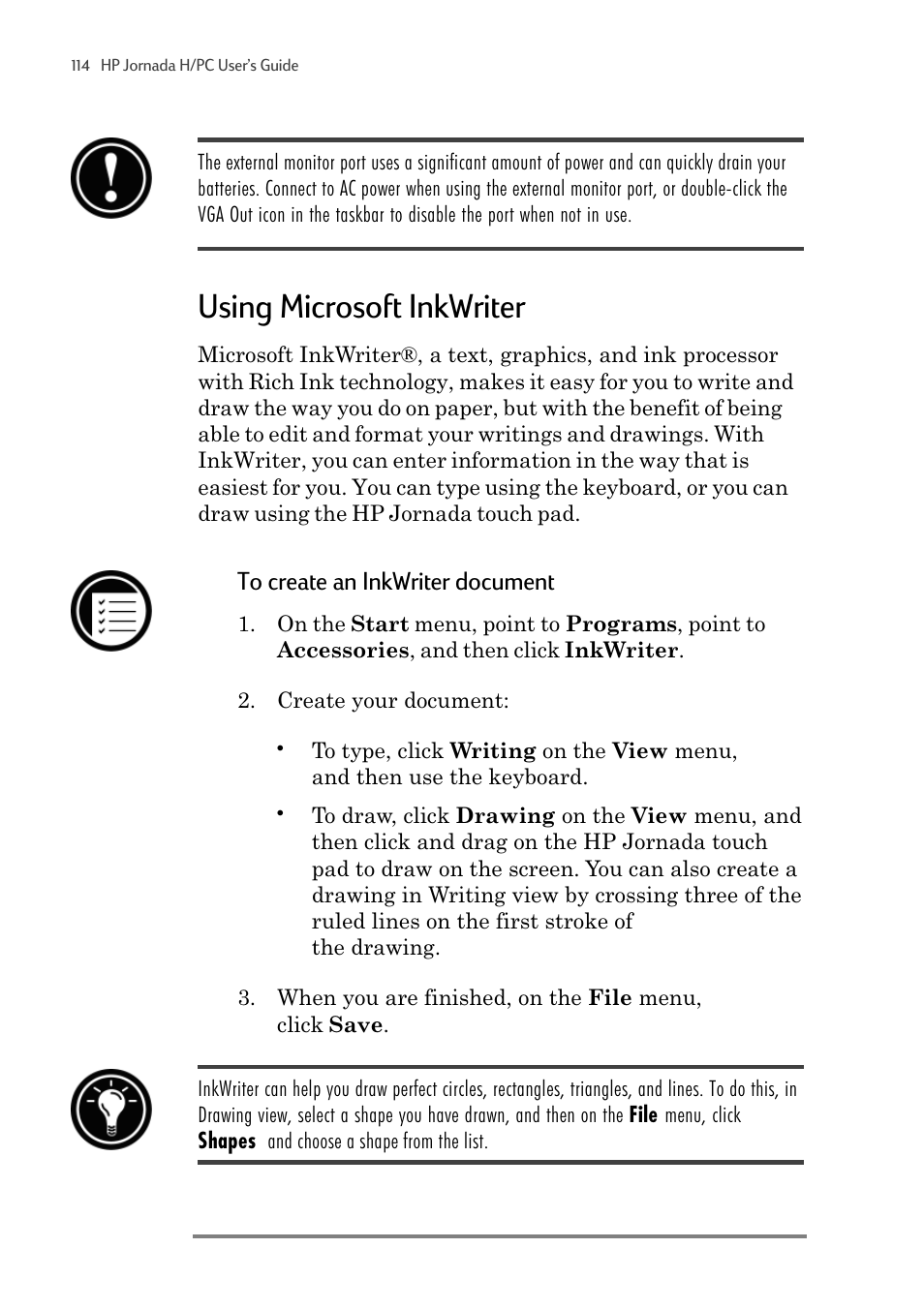 Using microsoft inkwriter | HP 820 User Manual | Page 118 / 186