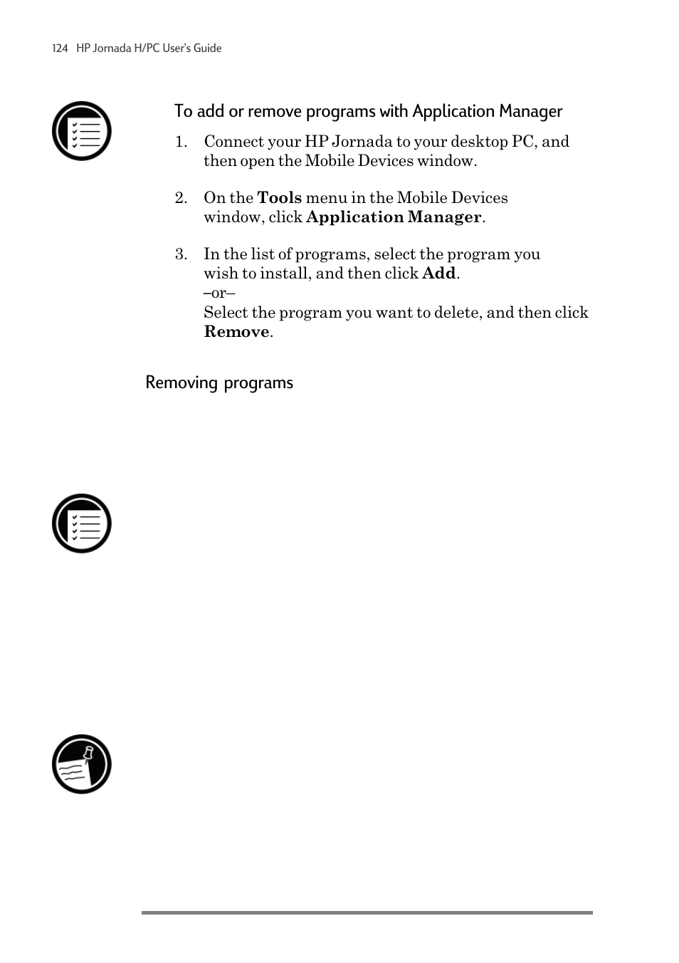 Removing programs | HP 820 User Manual | Page 128 / 186