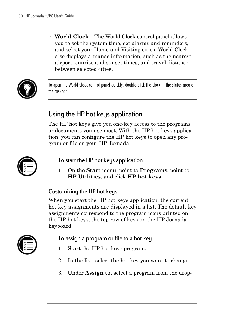 Using the hp hot keys application, Customizing the hp hot keys | HP 820 User Manual | Page 134 / 186