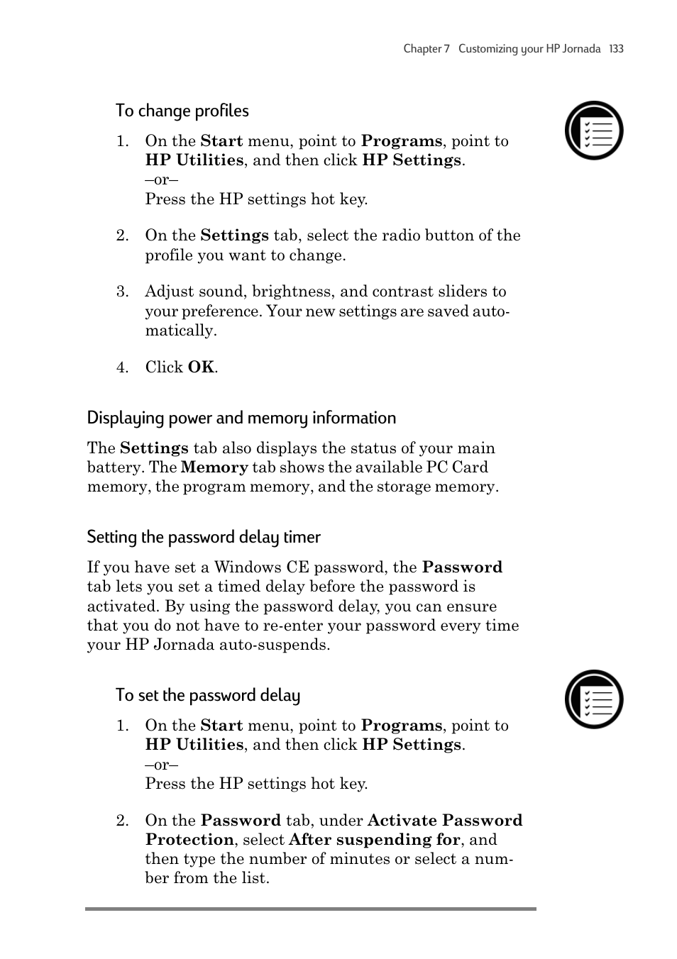 Setting the password delay timer | HP 820 User Manual | Page 137 / 186