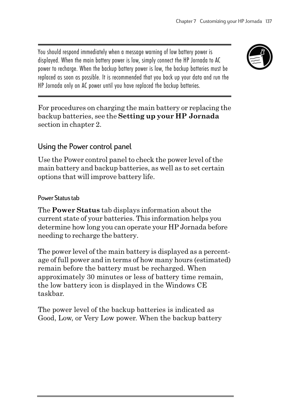 Using the power control panel | HP 820 User Manual | Page 141 / 186