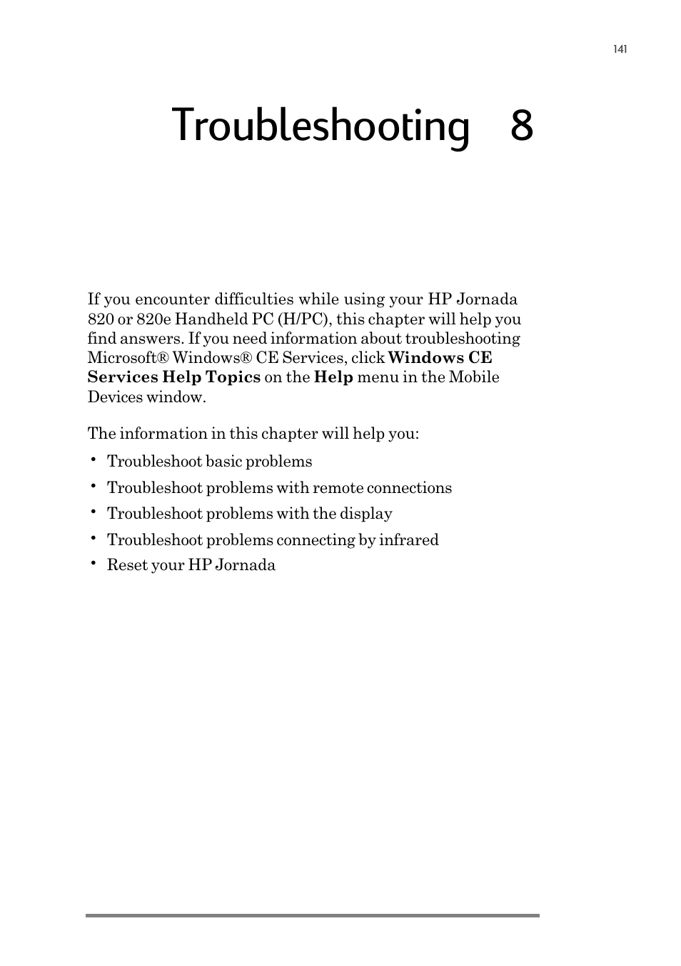 Troubleshooting | 8 | HP 820 User Manual | Page 145 / 186