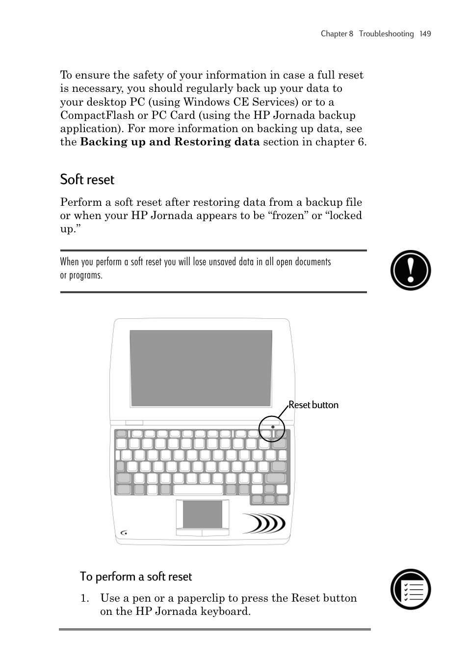 Soft reset | HP 820 User Manual | Page 153 / 186