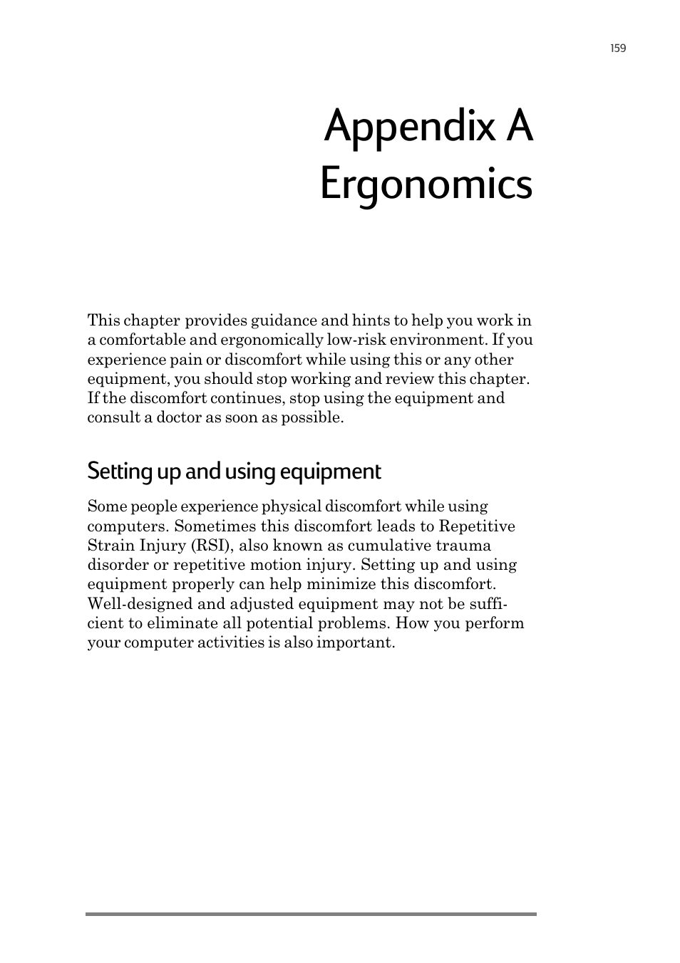 Appendix a ergonomics | HP 820 User Manual | Page 163 / 186