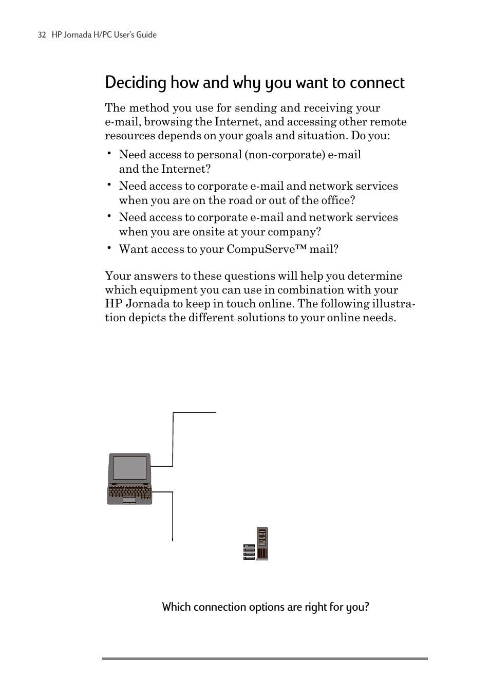 Deciding how and why you want to connect | HP 820 User Manual | Page 36 / 186