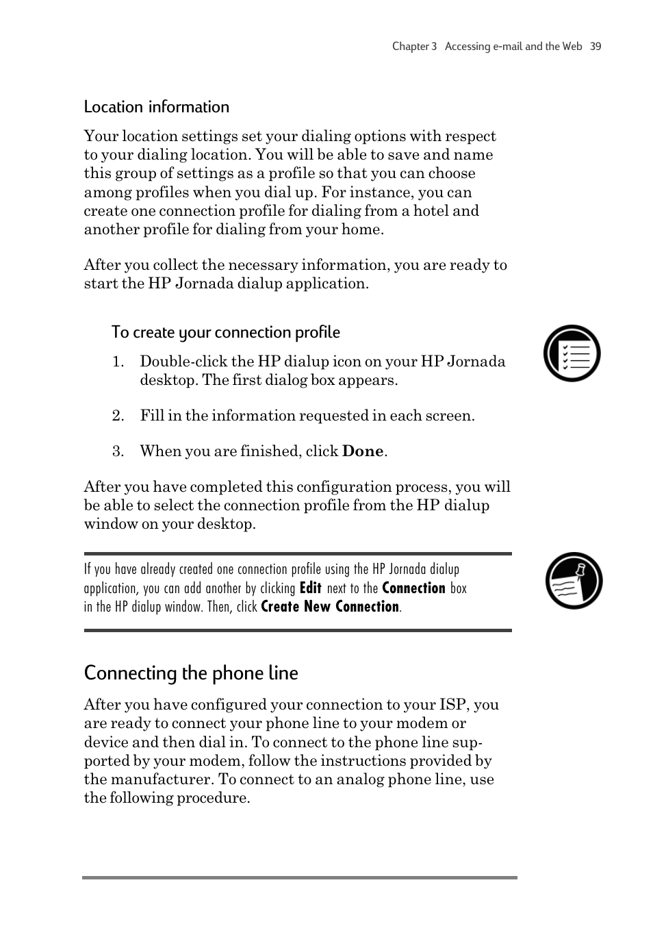 Connecting the phone line, Location information | HP 820 User Manual | Page 43 / 186