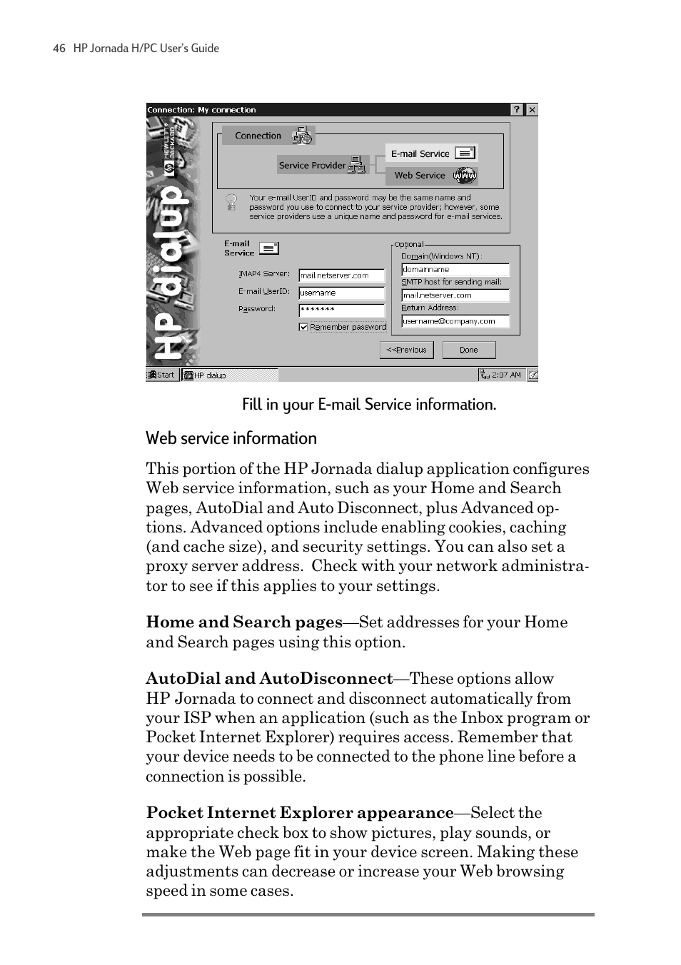 Web service information | HP 820 User Manual | Page 50 / 186