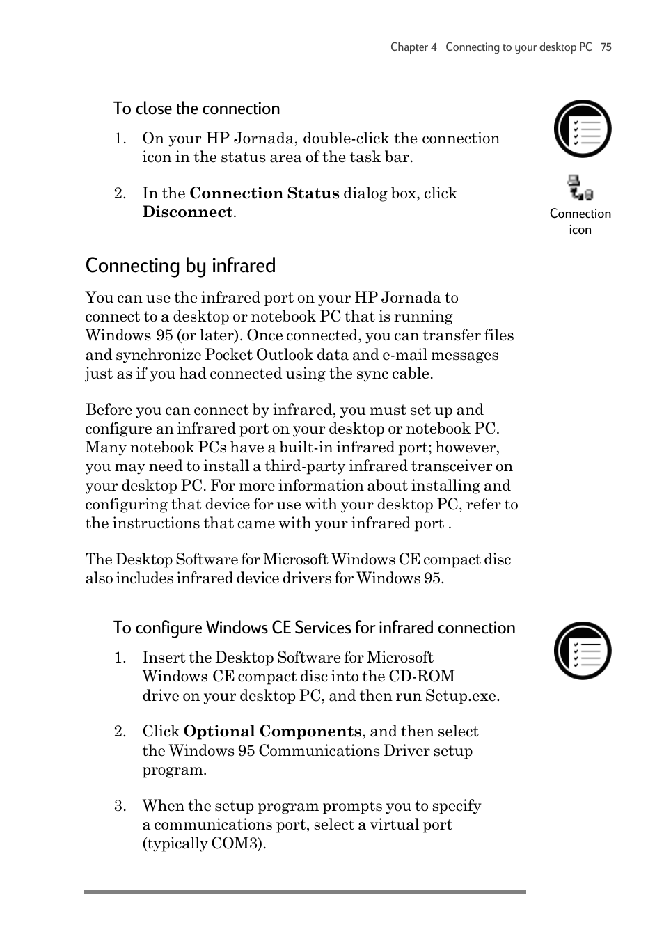 Connecting by infrared | HP 820 User Manual | Page 79 / 186