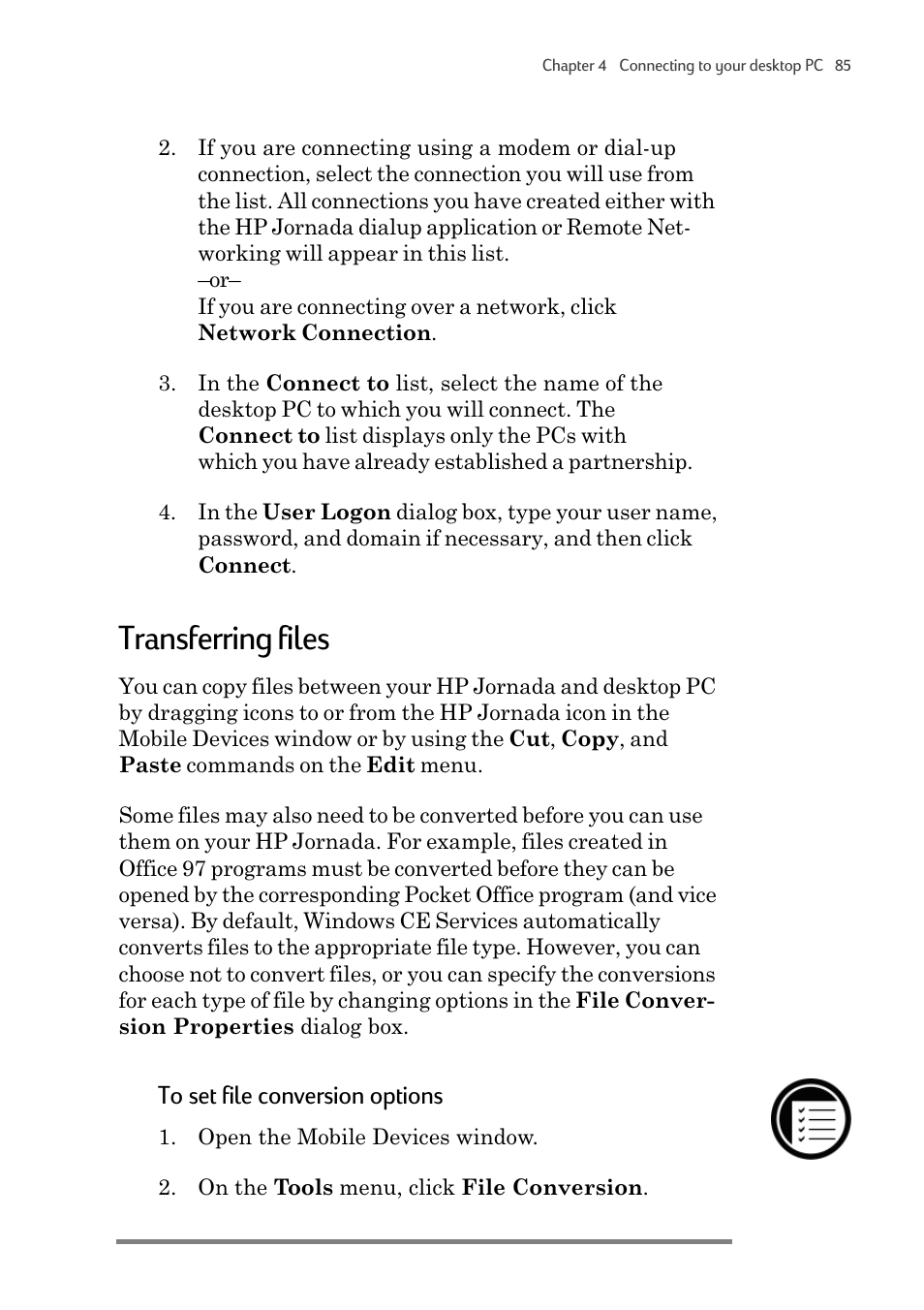 Transferring files | HP 820 User Manual | Page 89 / 186