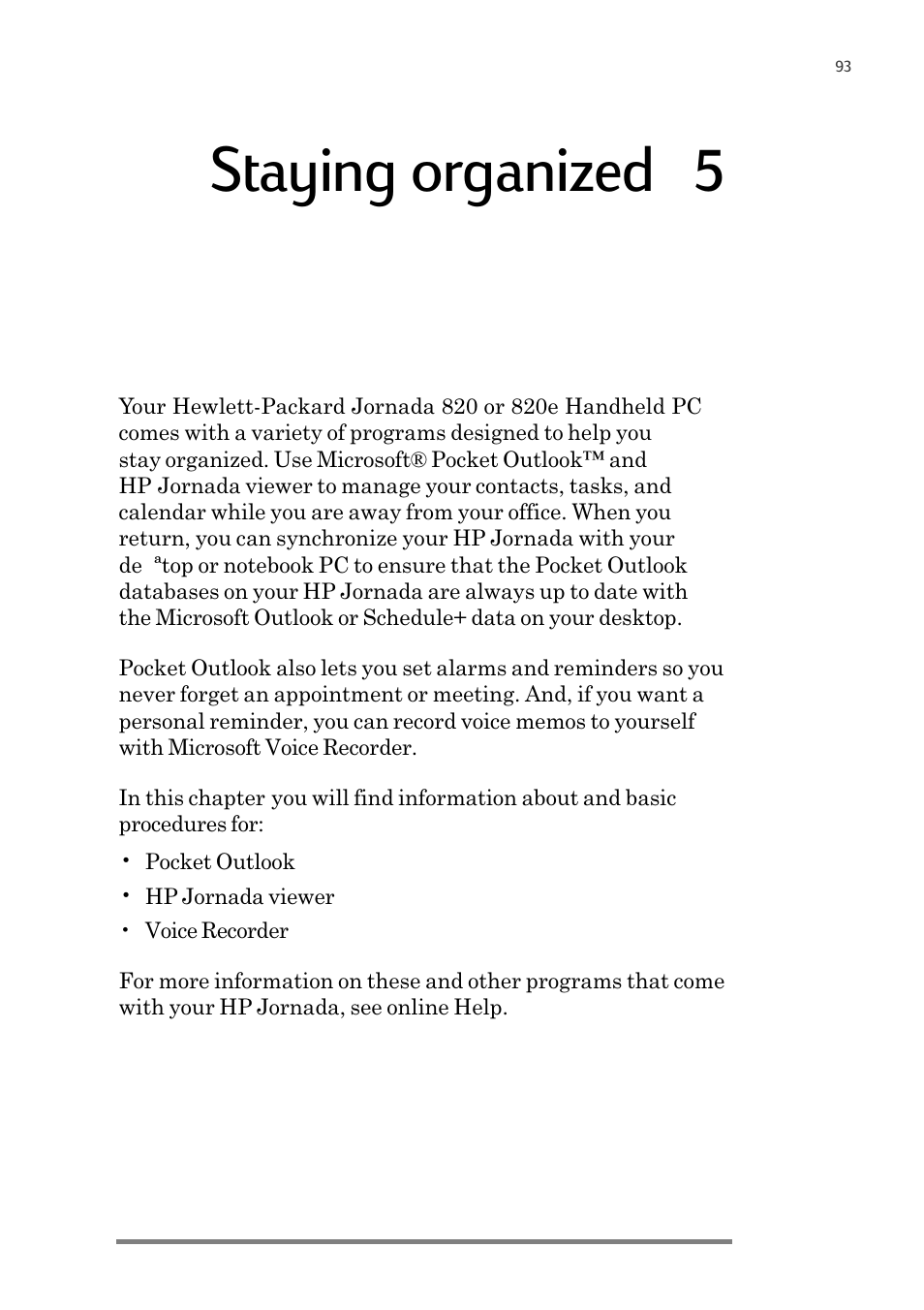 Staying organized | 5 | HP 820 User Manual | Page 97 / 186