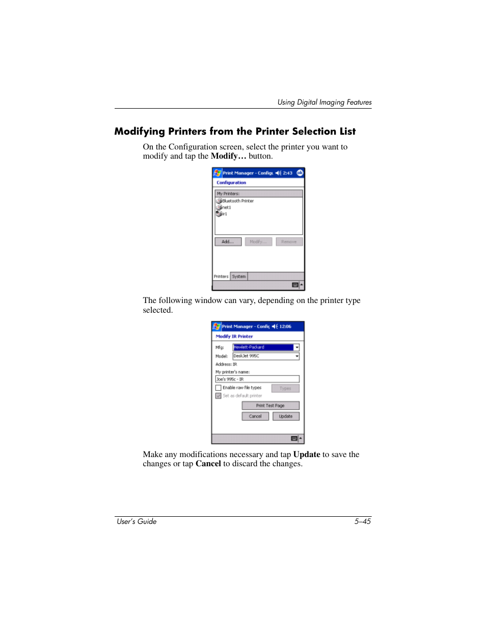 Modifying printers from the printer selection list | HP rx3000 Series User Manual | Page 101 / 301