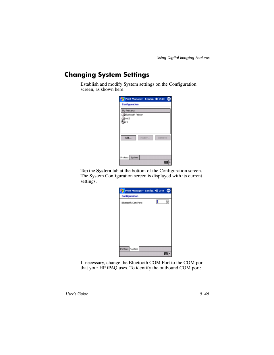 Changing system settings, Changing system settings –46 | HP rx3000 Series User Manual | Page 102 / 301