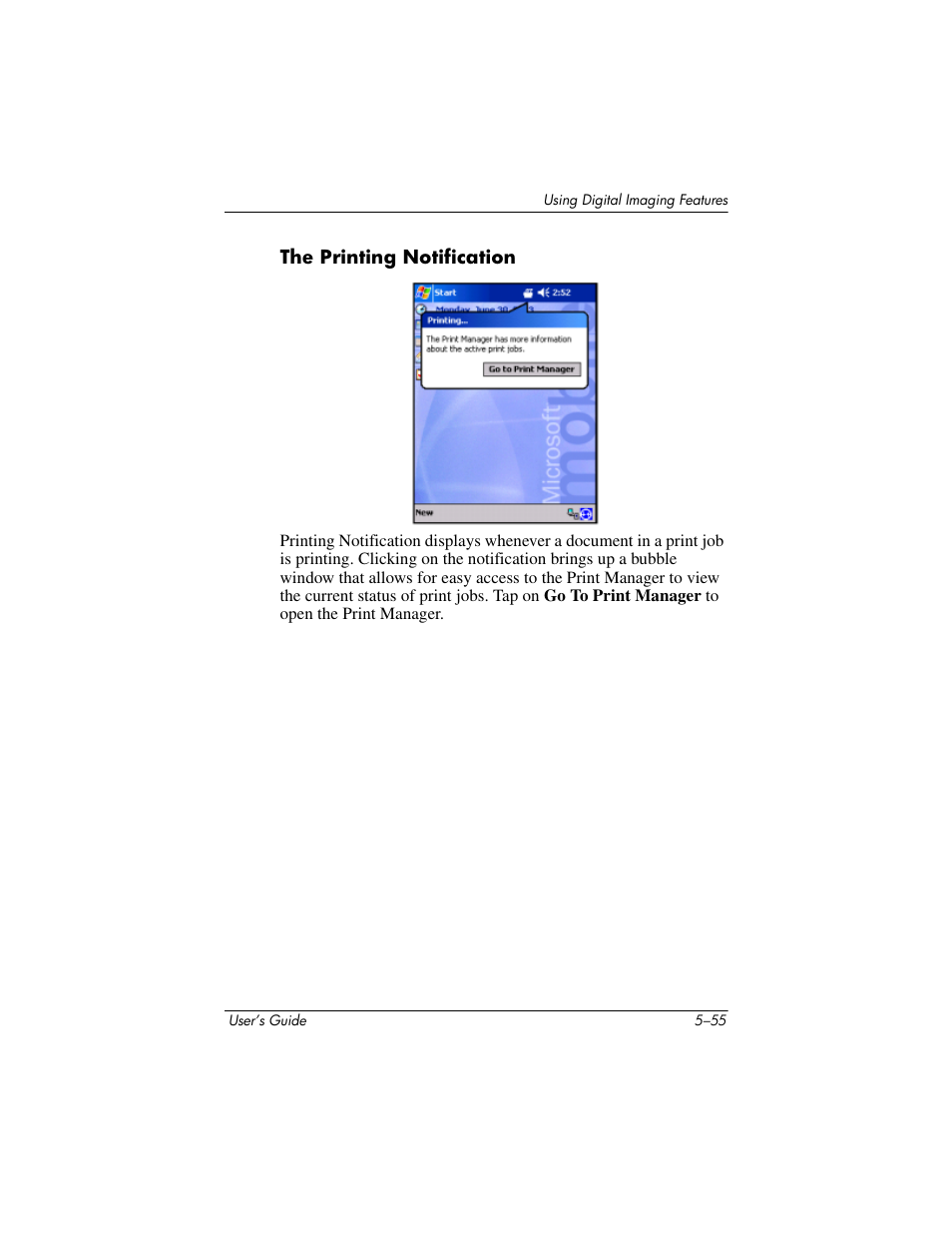 The printing notification | HP rx3000 Series User Manual | Page 111 / 301