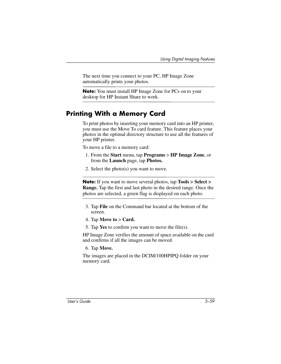 Printing with a memory card, Printing with a memory card –59 | HP rx3000 Series User Manual | Page 115 / 301