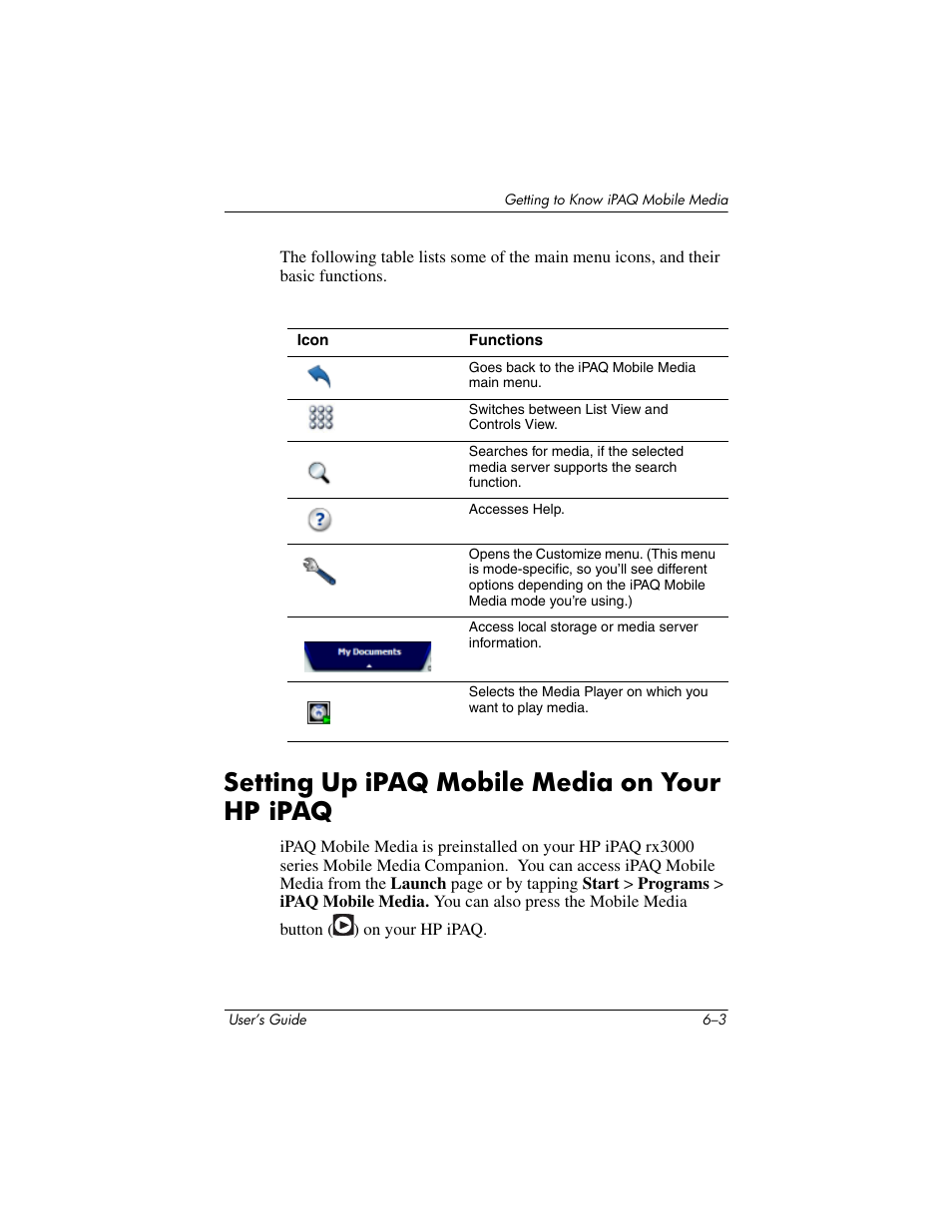 Setting up ipaq mobile media on your hp ipaq, Setting up ipaq mobile media on your hp ipaq –3 | HP rx3000 Series User Manual | Page 123 / 301