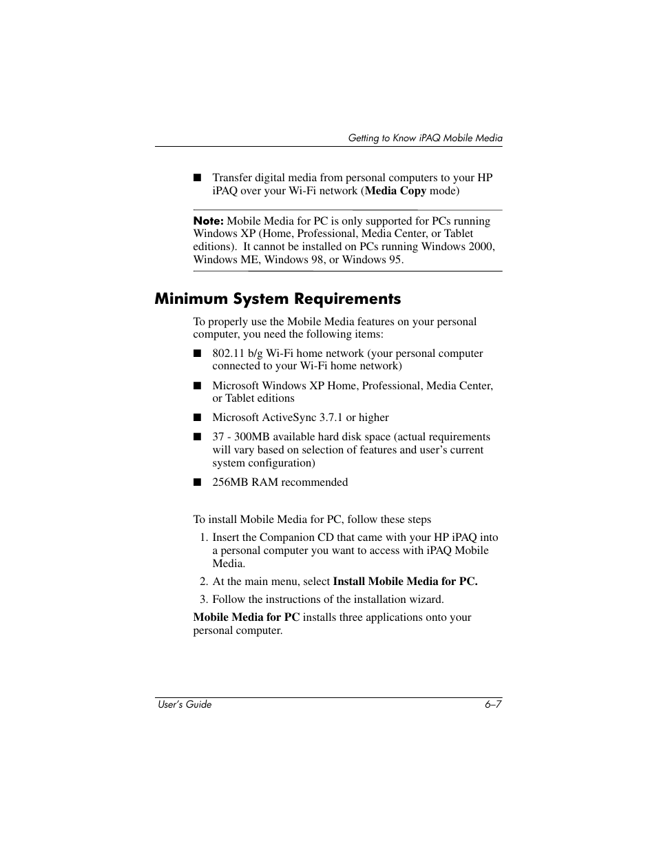 Minimum system requirements, Minimum system requirements –7 | HP rx3000 Series User Manual | Page 127 / 301