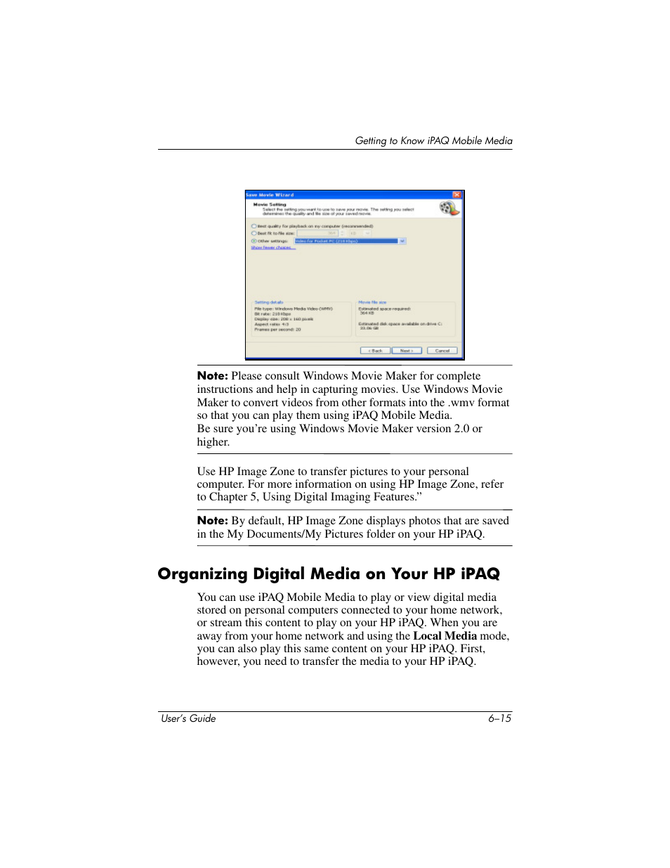 Organizing digital media on your hp ipaq, Organizing digital media on your hp ipaq –15 | HP rx3000 Series User Manual | Page 135 / 301