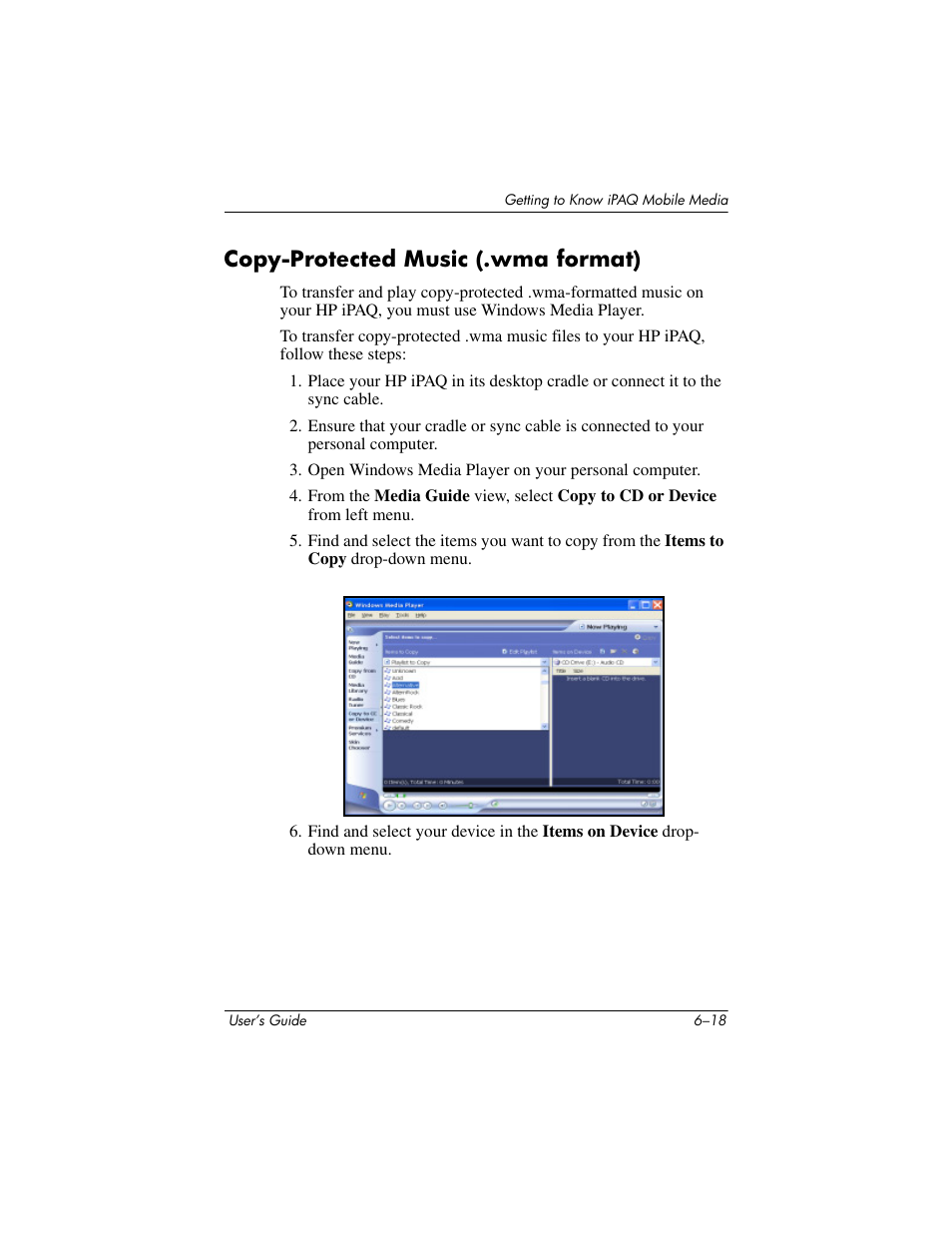 Copy-protected music (.wma format), Copy-protected music (.wma format) –18 | HP rx3000 Series User Manual | Page 138 / 301