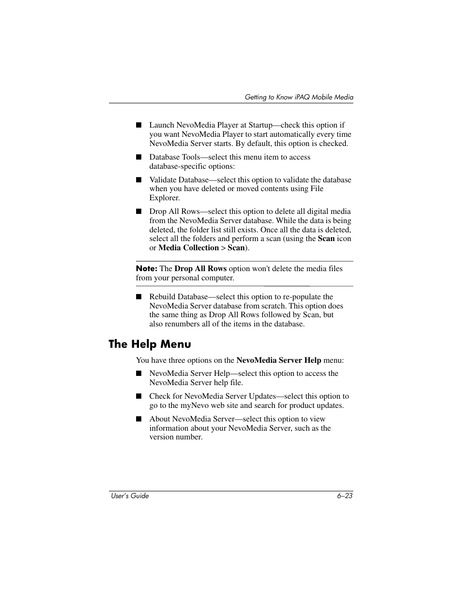 The help menu, The help menu –23 | HP rx3000 Series User Manual | Page 143 / 301