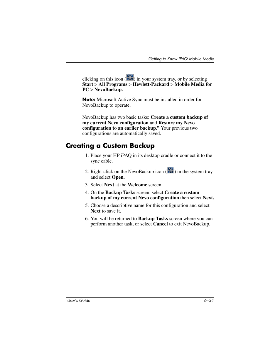 Creating a custom backup, Creating a custom backup –34 | HP rx3000 Series User Manual | Page 154 / 301