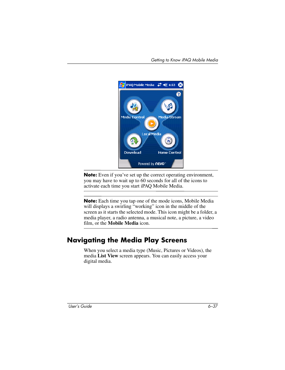 Navigating the media play screens, Navigating the media play screens –37 | HP rx3000 Series User Manual | Page 157 / 301