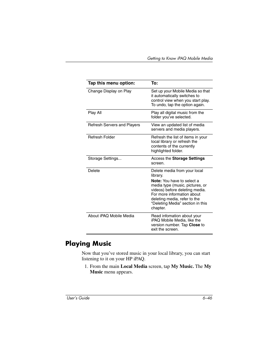 Playing music, Playing music –46 | HP rx3000 Series User Manual | Page 166 / 301