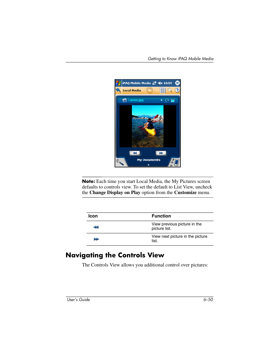 Navigating the controls view, Navigating the controls view –50 | HP rx3000 Series User Manual | Page 170 / 301