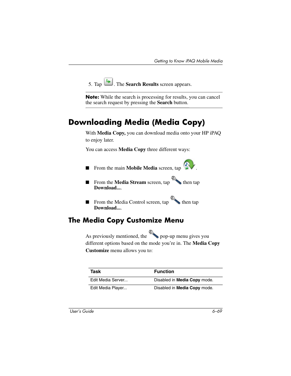 Downloading media (media copy), The media copy customize menu, Downloading media (media copy) –69 | The media copy customize menu –69 | HP rx3000 Series User Manual | Page 189 / 301