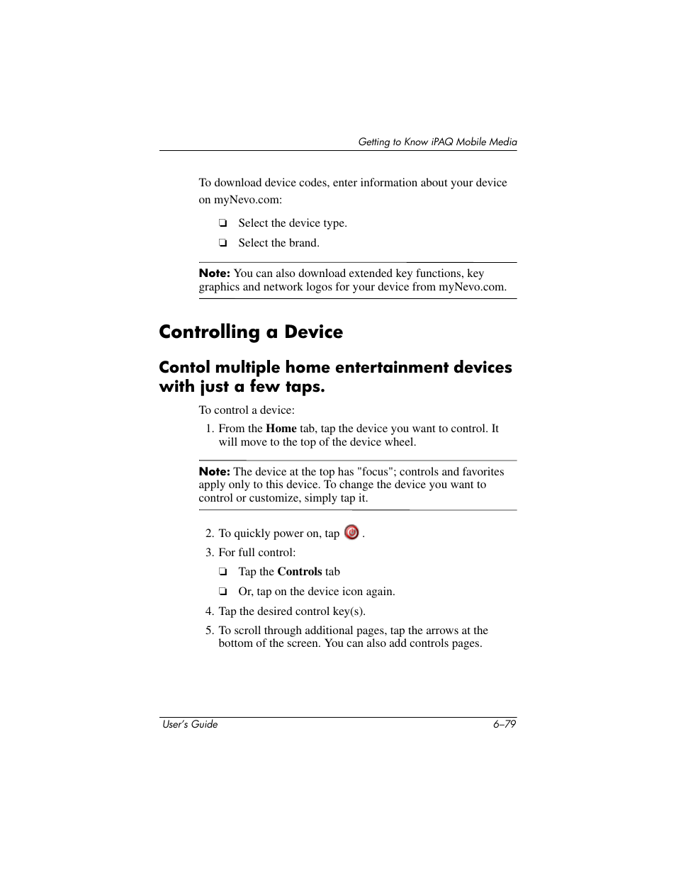 Controlling a device, Controlling a device –79 | HP rx3000 Series User Manual | Page 199 / 301