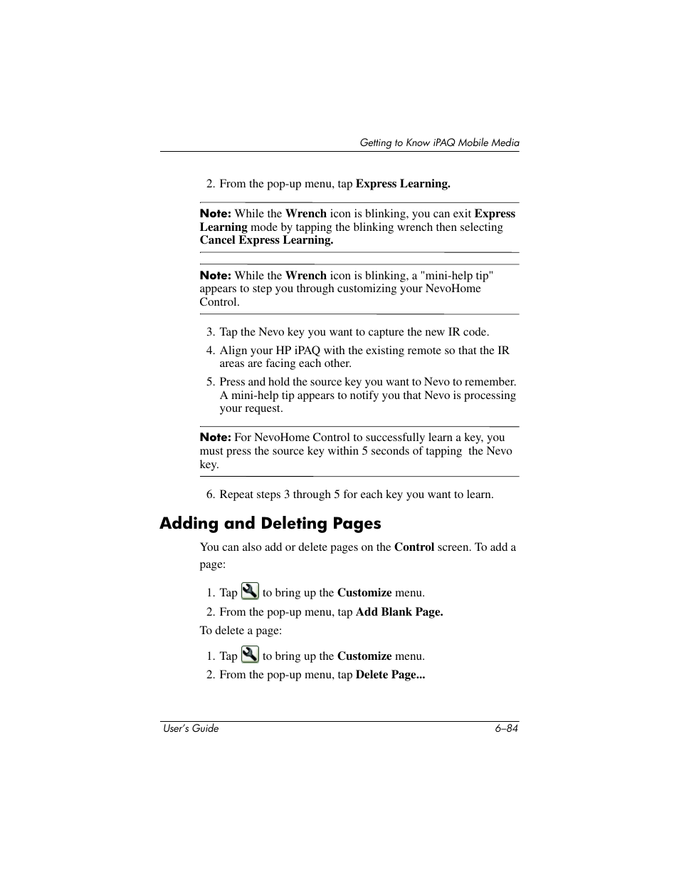Adding and deleting pages | HP rx3000 Series User Manual | Page 204 / 301