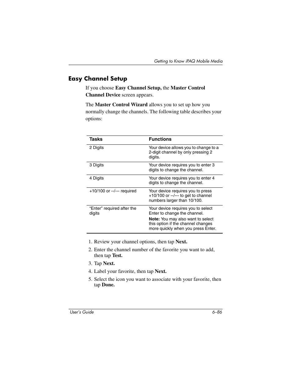 Easy channel setup | HP rx3000 Series User Manual | Page 206 / 301