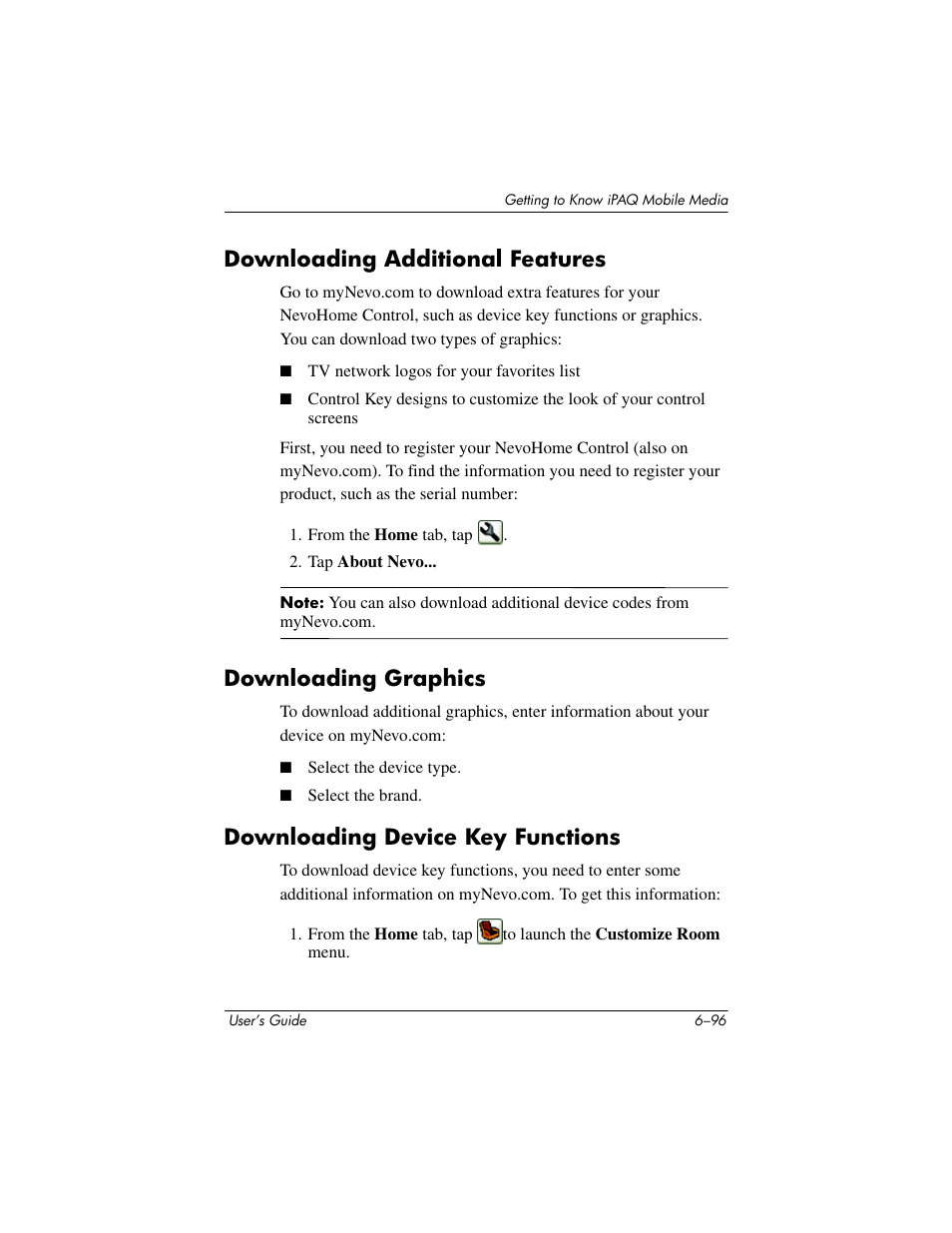 Downloading additional features, Downloading graphics, Downloading device key functions | HP rx3000 Series User Manual | Page 216 / 301