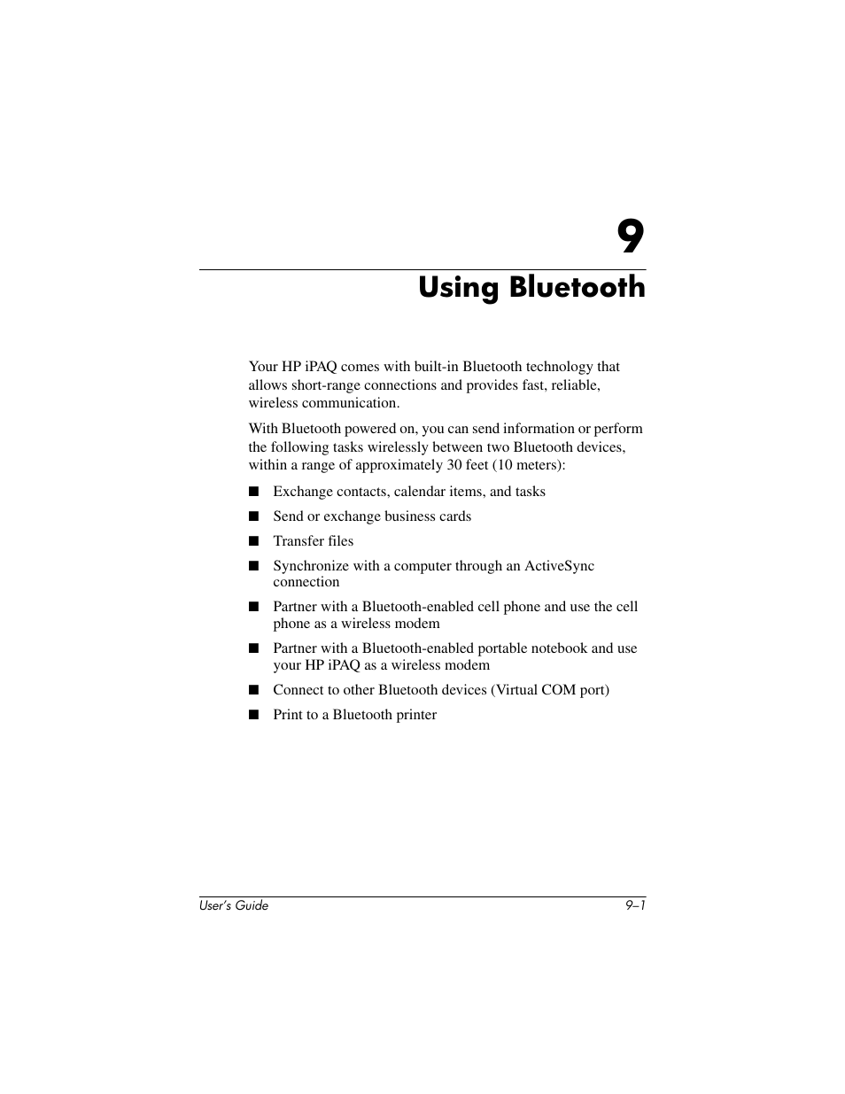 Using bluetooth, 9 using bluetooth, Chapter 9, “using | Bluetooth | HP rx3000 Series User Manual | Page 235 / 301