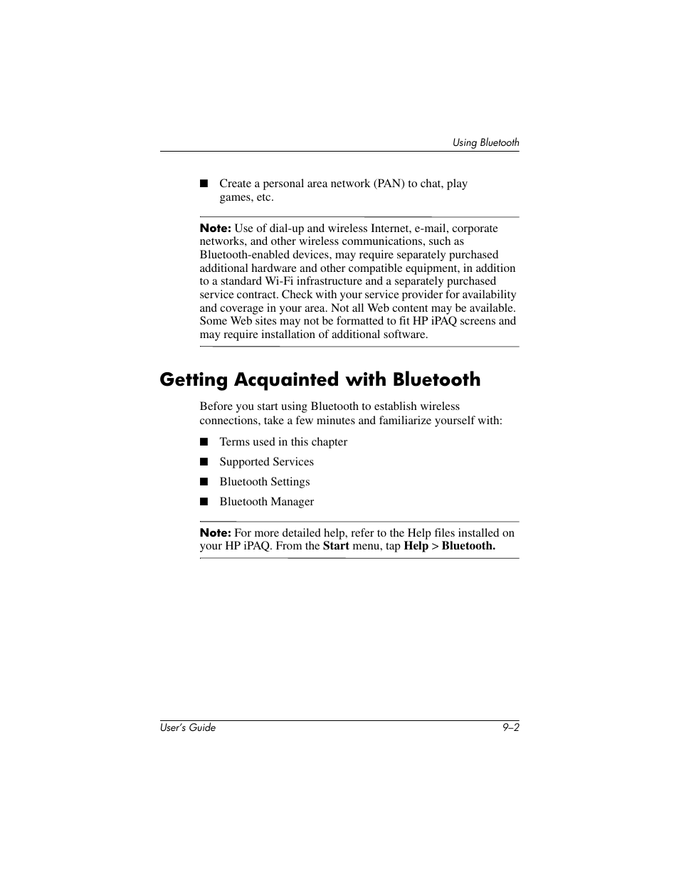 Getting acquainted with bluetooth, Getting acquainted with bluetooth –2 | HP rx3000 Series User Manual | Page 236 / 301