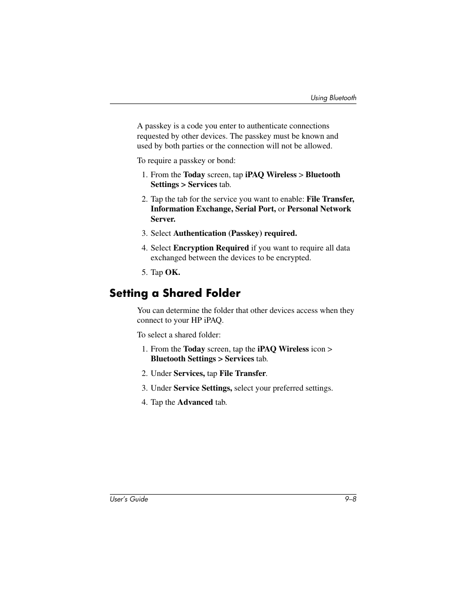 Setting a shared folder, Setting a shared folder –8 | HP rx3000 Series User Manual | Page 242 / 301