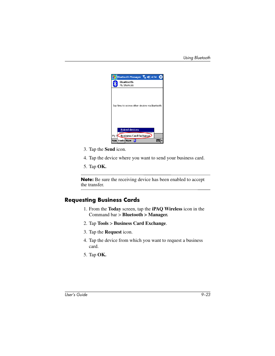 Requesting business cards | HP rx3000 Series User Manual | Page 257 / 301