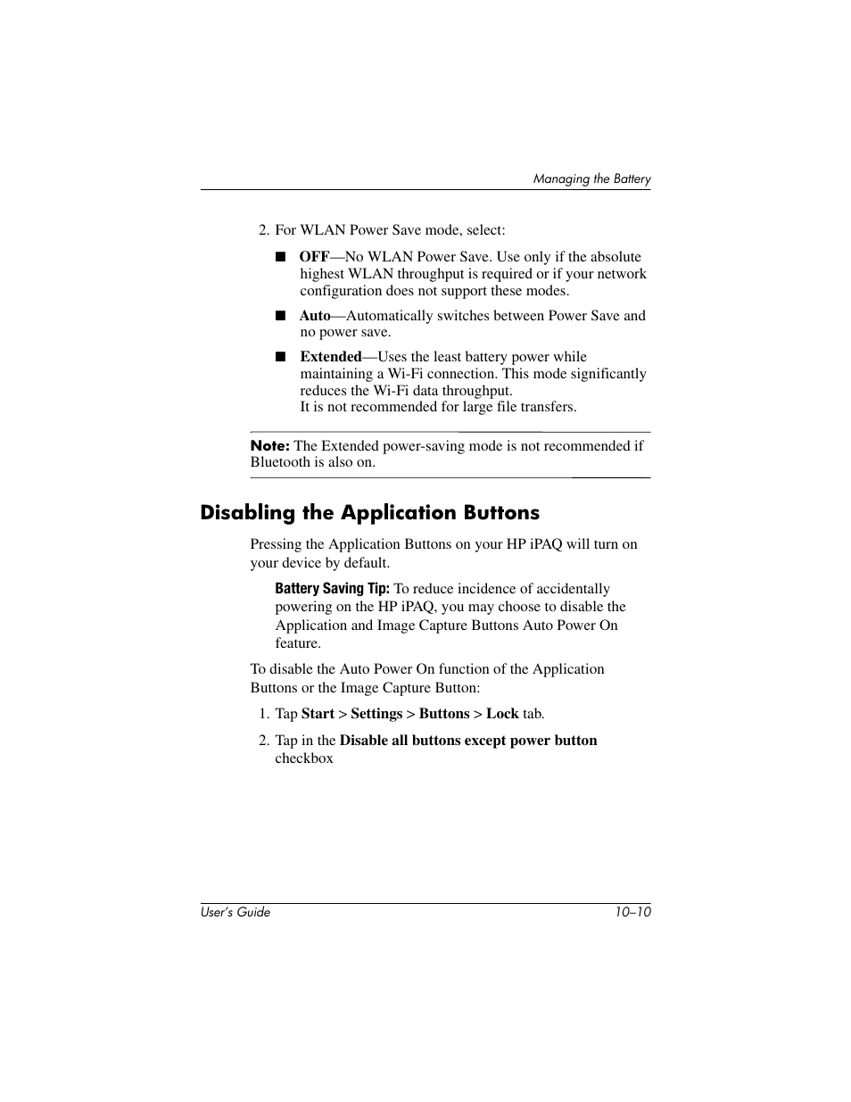 Disabling the application buttons, Disabling the application buttons –10 | HP rx3000 Series User Manual | Page 269 / 301