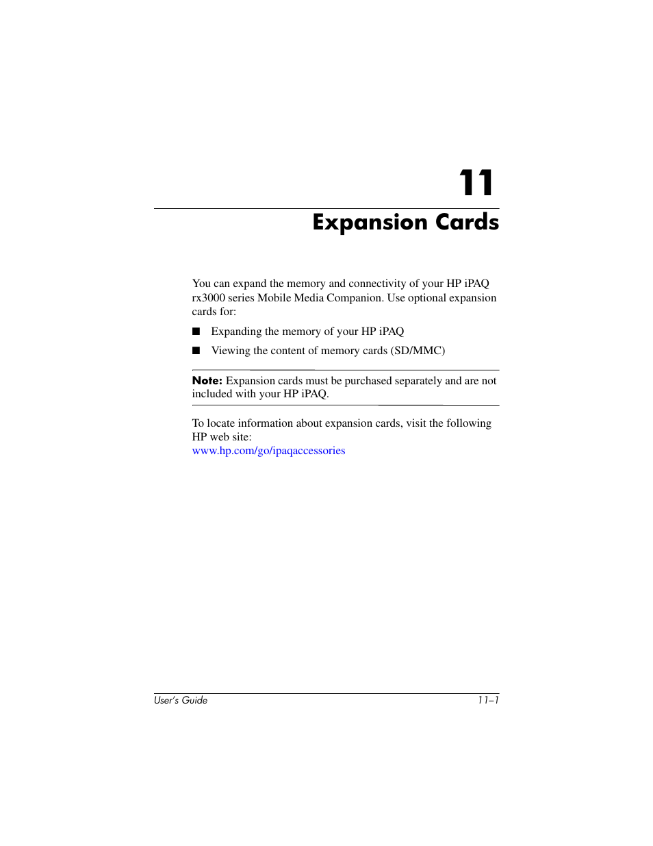 Expansion cards, 11 expansion cards | HP rx3000 Series User Manual | Page 272 / 301