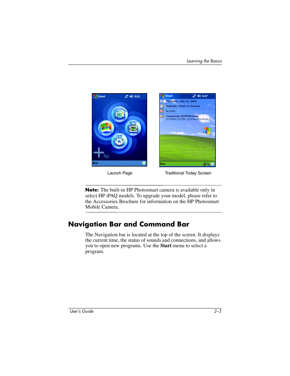 Navigation bar and command bar, Navigation bar and command bar –3 | HP rx3000 Series User Manual | Page 28 / 301