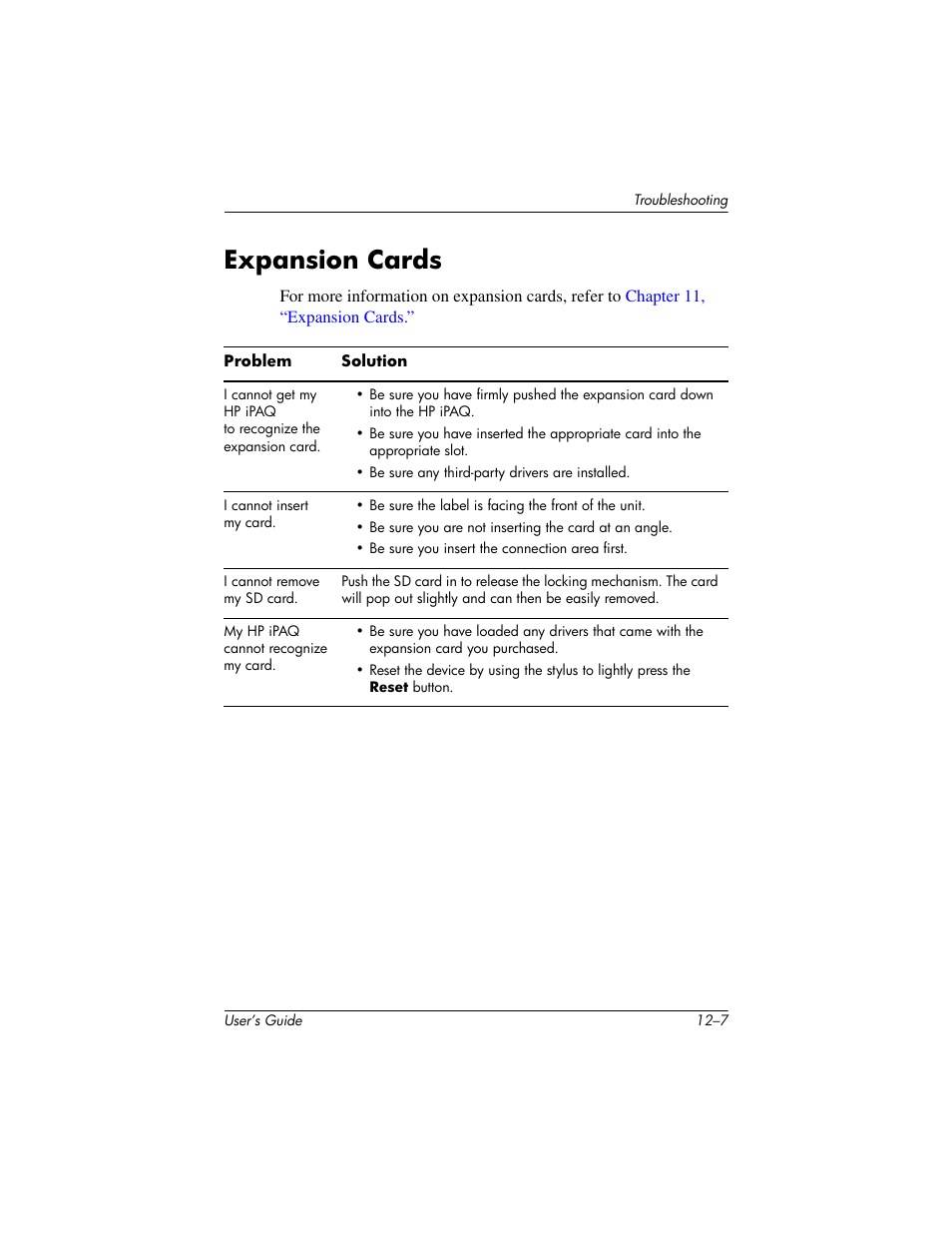 Expansion cards, Expansion cards –7 | HP rx3000 Series User Manual | Page 282 / 301