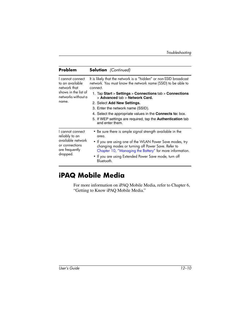 Ipaq mobile media, Ipaq mobile media –10 | HP rx3000 Series User Manual | Page 285 / 301