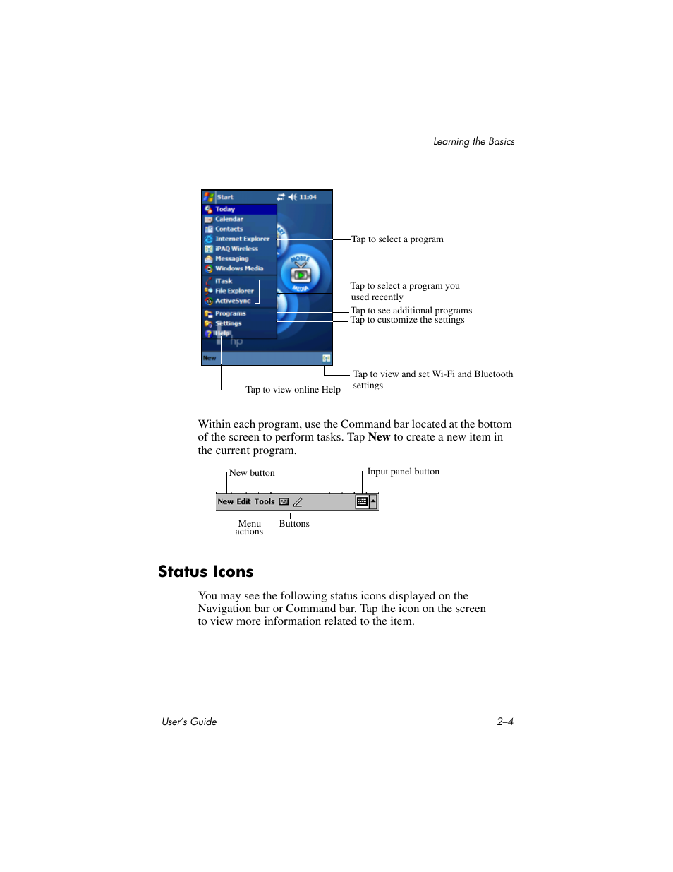 Status icons, Status icons –4 | HP rx3000 Series User Manual | Page 29 / 301