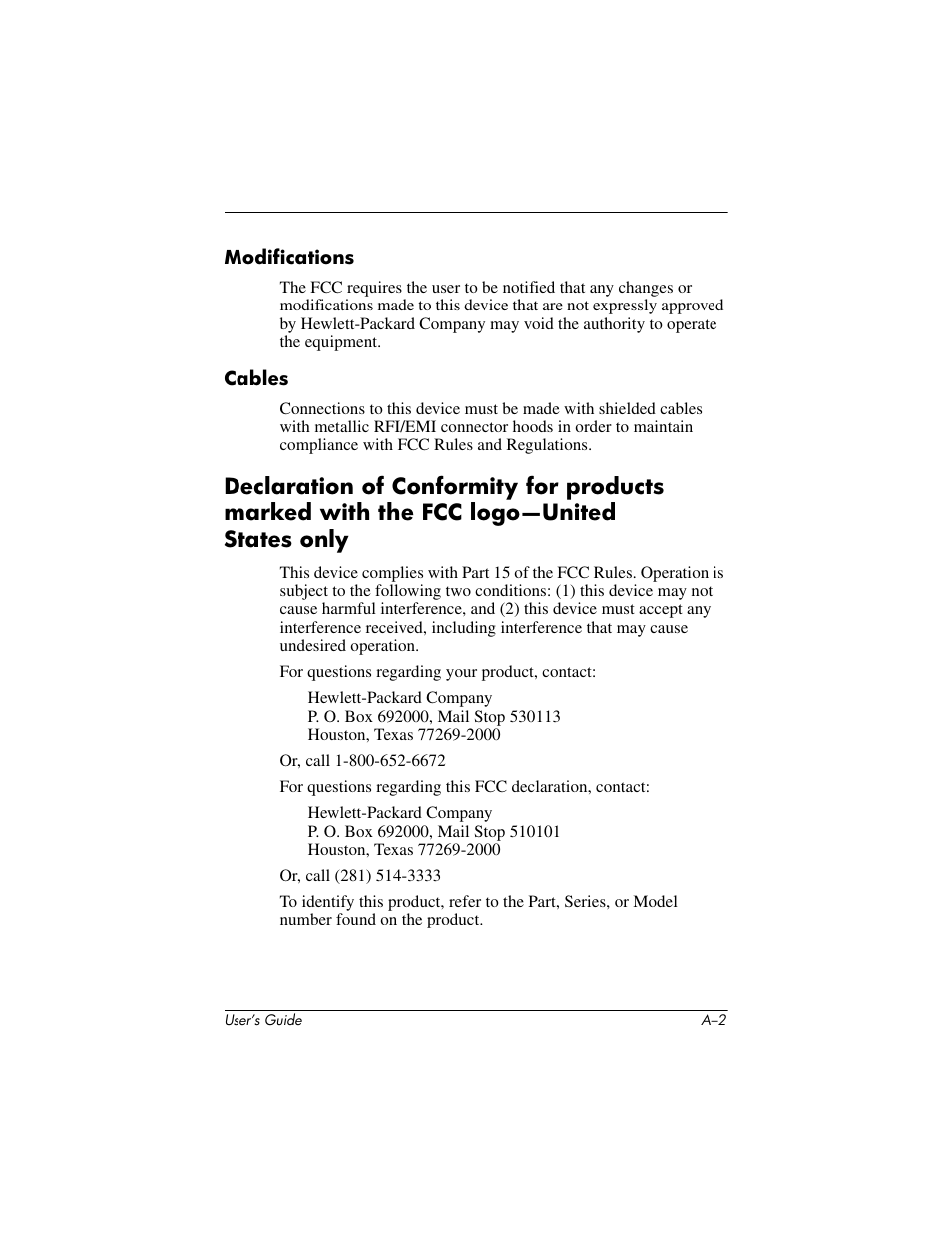 Modifications, Cables | HP rx3000 Series User Manual | Page 292 / 301